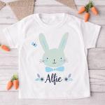 Pomchick | Personalised Easter T-Shirt Kids Custom Name Cute Bunny Boy Girl Spring Tee