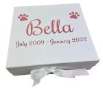 Little Secrets Clothing Personalised Pet Memory Keepsake Box, Dog Cat Memorial Remembrance Large White Gift Box