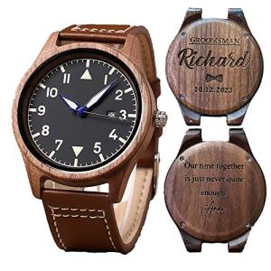 Personalised Walnut Wood Wooden Date Watch, Groomsmen Gift, Mens Gift, Mens Watch, Watch for Hushand