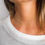 Annika Bella Sterling Silver Chain Choker Necklace, Length 13-16 Inches, 925 Stacking Chokers for Women and Teens, Waterproof, Minimalist Jewellery (Ball Satellite Chain)