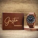 Personalised Walnut Wood Wooden Date Watch, Groomsmen Gift, Mens Gift, Mens Watch, Watch for Hushand