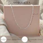Annika Bella Sterling Silver Chain Choker Necklace, Length 13-16 Inches, 925 Stacking Chokers for Women and Teens, Waterproof, Minimalist Jewellery (Ball Satellite Chain)