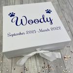 Little Secrets Clothing Personalised Pet Memory Keepsake Box, Dog Cat Memorial Remembrance Large White Gift Box