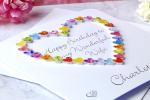 Personalised Birthday Card for Wife, Handmade Luxury Romantic Love Heart & Name, Colourful 3D