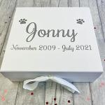 Little Secrets Clothing Personalised Pet Memory Keepsake Box, Dog Cat Memorial Remembrance Large White Gift Box