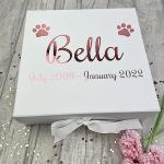 Little Secrets Clothing Personalised Pet Memory Keepsake Box, Dog Cat Memorial Remembrance Large White Gift Box