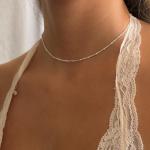 Annika Bella Sterling Silver Chain Choker Necklace, Length 13-16 Inches, 925 Stacking Chokers for Women and Teens, Waterproof, Minimalist Jewellery (Ball Satellite Chain)