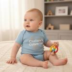 Little Secrets Clothing Chelsea Football Newborn Baby Bodysuit, Cutest Fan Blue Romper for Boys and Girls (0-3 Months)