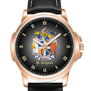 BIRMINGHAM CITY COAT OF ARMS ENGLAND GENTS MEN'S GENTS WRIST WATCH BIRTHDAY FATHER'S DAY BEST GIFT ENGRAVED