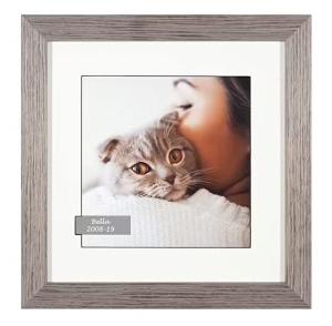 Solid Wood Pet Ashes Photo Frame Urn with Personalised Photos and Text, 8x8 (Light Grey, With Standard Glass)