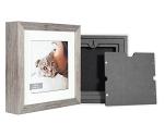 Solid Wood Pet Ashes Photo Frame Urn with Personalised Photos and Text, 8x8 (Light Grey, With Standard Glass)