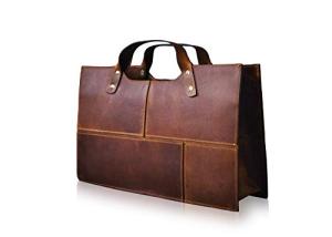 KALATING Handmade Womens Leather Handbag Tote Shoulder Bag Ladies Handbag Medium Brown