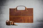 KALATING Handmade Womens Leather Handbag Tote Shoulder Bag Ladies Handbag Medium Brown