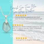 Seafoam Blue Cornish Seaglass Necklace with a 925 Sterling Bail and Snake Chain - Medium - Gift Boxed - A13