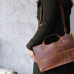 KALATING Handmade Womens Leather Handbag Tote Shoulder Bag Ladies Handbag Medium Brown