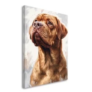 Dogue de Bordeaux Painted Illustration, Canvas Art Print, Canine Portrait, Dog Lovers Collectible, French Mastiff, Home Decor, Pet Artistry