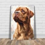 Dogue de Bordeaux Painted Illustration, Canvas Art Print, Canine Portrait, Dog Lovers Collectible, French Mastiff, Home Decor, Pet Artistry