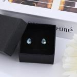 Weviway Silver Aquamarine Stud Earrings for Women Girls Blue Teardrop Earrings 925 Sterling Silver Cubic Zirconia Stud Earrings Handmade Crystal Earrings for Gifts