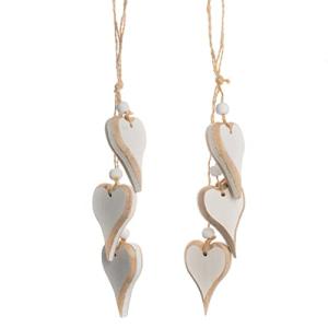 Heart-shaped Wooden Decorative Hanging Handmade Hearts Ornaments for Wedding Party Valentine Christmas Home Decoration Car Decor (#4, 2Pcs)