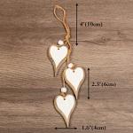 Heart-shaped Wooden Decorative Hanging Handmade Hearts Ornaments for Wedding Party Valentine Christmas Home Decoration Car Decor (#4, 2Pcs)