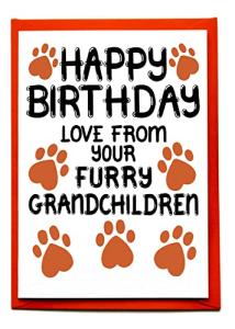 Birthday Card From Furry Grandchildren, Dogs, Cats, Pets, For Grandad, Grandma, Grandparent