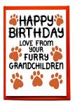 Birthday Card From Furry Grandchildren, Dogs, Cats, Pets, For Grandad, Grandma, Grandparent