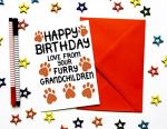 Birthday Card From Furry Grandchildren, Dogs, Cats, Pets, For Grandad, Grandma, Grandparent