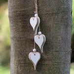 Heart-shaped Wooden Decorative Hanging Handmade Hearts Ornaments for Wedding Party Valentine Christmas Home Decoration Car Decor (#4, 2Pcs)