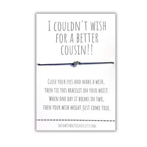 Cousin Gifts, Cousin Wish Bracelet, Cousin Birthday Gifts, Cousin Bracelet, Gifts for Cousin, Letterbox Gift, Best Cousin Gifts, Special Cousin Gifts Make a Wish Bracelet
