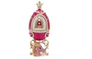 2009 Pierre Lorren Imperial egg Carousel Horse Music Box Russian eggs Antiques Collectable eggs Style HANDMADE Natural Egg Austrian Crystal DIAMOND PURE GOLD Decor Horse gifts Valentine Birthday