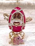 2009 Pierre Lorren Imperial egg Carousel Horse Music Box Russian eggs Antiques Collectable eggs Style HANDMADE Natural Egg Austrian Crystal DIAMOND PURE GOLD Decor Horse gifts Valentine Birthday