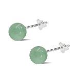 Jade Earrings Studs,6mm Light Green Jade Earrings for Women,925 Sterling Silver Stud Earrings Jade Jewellery Good Luck Earrings Gift for Birthday Anniversary