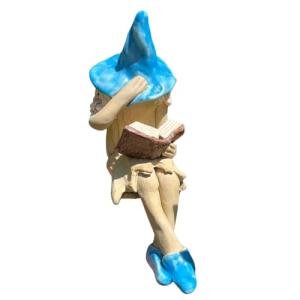 Ceramic Crafts Garden Fairy Ornament - Light Blue Sitting Fairy Reading her Book - For Indoor or Outdoor Use - Frost-Proof Figurine for Rockery, Plant Pots, Shelves and Garden Decor