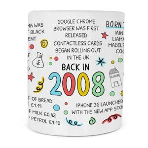 Back in 2008 Mug, 18th Birthday Mug, Milestone Birthday Gift, Anniversary Keepsake, 18th Birthday Gift