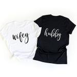 Pink Positive Hubby Wifey T-Shirt | Bride Groom Shirts | Honeymoon Shirts | Couple's Shirts | Wedding Party Shirts White