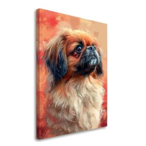 Pekingese Painted Illustration Canvas Art Print - Canine Portrait, Dog Lover Gift, Vibrant Decor, Home Artwork, Pet Enthusiast, Collectible