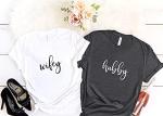 Pink Positive Hubby Wifey T-Shirt | Bride Groom Shirts | Honeymoon Shirts | Couple's Shirts | Wedding Party Shirts White