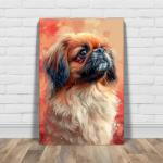 Pekingese Painted Illustration Canvas Art Print - Canine Portrait, Dog Lover Gift, Vibrant Decor, Home Artwork, Pet Enthusiast, Collectible