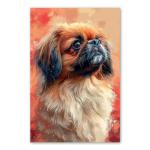 Pekingese Painted Illustration Canvas Art Print - Canine Portrait, Dog Lover Gift, Vibrant Decor, Home Artwork, Pet Enthusiast, Collectible