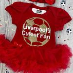 Baby Girl's Liverpool's Cutest Fan Football Red Tutu Romper with Headband, Newborn Baby Football Kit (0-3 Months)