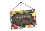 Personalised Allotment METAL Plaque Sign. Outdoor Garden Flowers Summer House Gift. Community Herb Watercolour Country Cottage Vegetable (A5 (197mm x 141mm))