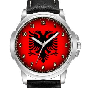 Albania Flag Albanian Eagle Gents Men's Customised Personalised Wrist Watch Birthday Anniversary Gift Engraved