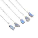 Rainbow Moonstone Natural Raw Crystals Pendant Necklace Blue Fire Gemstone Energy Healing Crystals, Birthday, Gift for her, Silver Jewellery 18 inch AA+ Quality