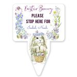 Pomchick | Personalised Easter Bunny Stop Here Sign Custom Name Garden Stake Egg Hunt