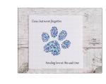 Pet Paw Print Card, forget me not paw print, gone but never forgotten, thinking of you, with sympathy, sorry for your loss, sympathy card, sending love card,