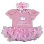 Daddy's Little Princess Pink Tutu Romper with Bow Headband, Newborn Baby Girl Princess Dress (0-3 Months)