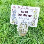 Pomchick | Personalised Easter Bunny Stop Here Sign Custom Name Garden Stake Egg Hunt