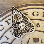 Wooden Ouija Board and Planchette - Circular Spirit Board Talking Board Halloween Party Game