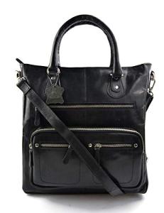 Ladies buffalo leather black handbag womens shoulder bag leather satchel leather shopper handbag leather crossbody