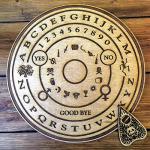 Wooden Ouija Board and Planchette - Circular Spirit Board Talking Board Halloween Party Game